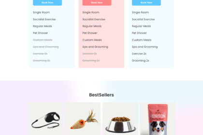 PetCare Connect – Estética & Cuidado Animal - Utiliza uma paleta de cores pastéis suaves e elementos circulares orgânicos para transmitir acolhimento e confiança.